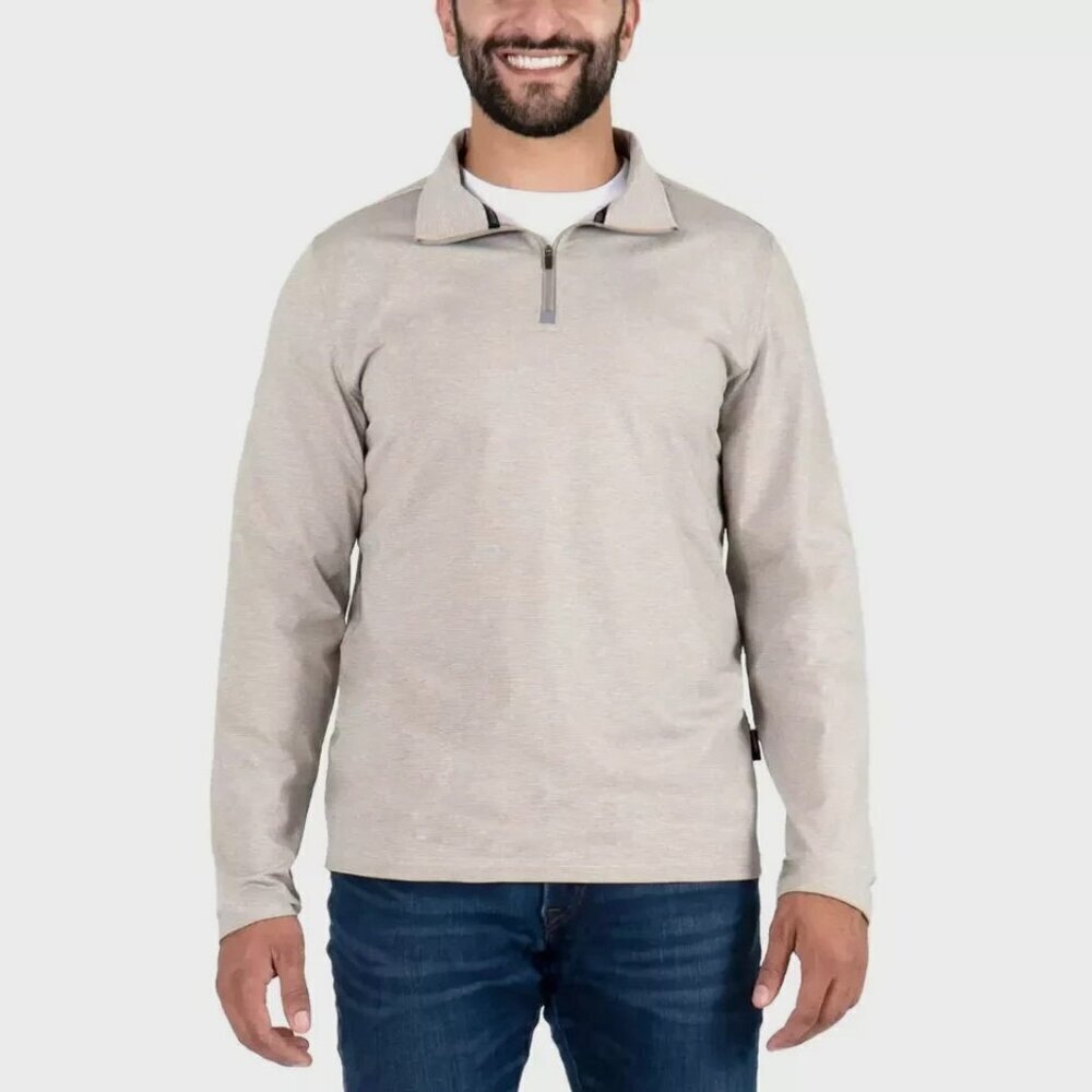 NEW Gerry Men's M Active Quarter Zip Pullover Shirt Beige Polyester